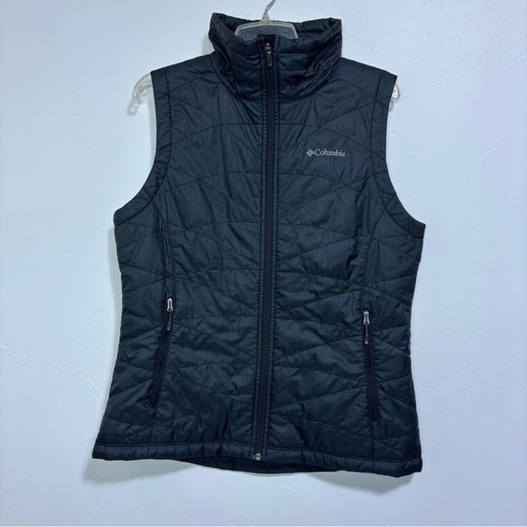 Columbia Women's Omni Heat Black Full Zip Vest Large Packable Outdoor Hiking - Picture 1 of 12